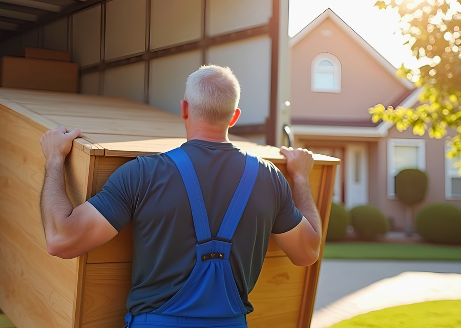 Packed moving truck ready for cross-country transport