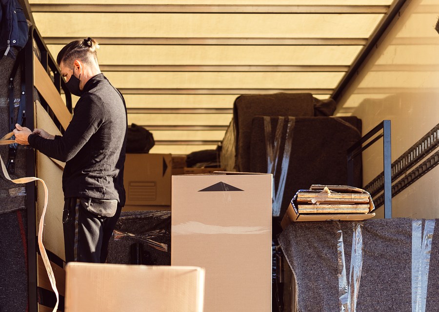 Packed moving truck ready for cross-country transport