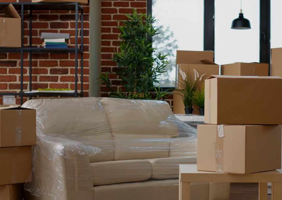 Packed moving truck ready for cross-country transport