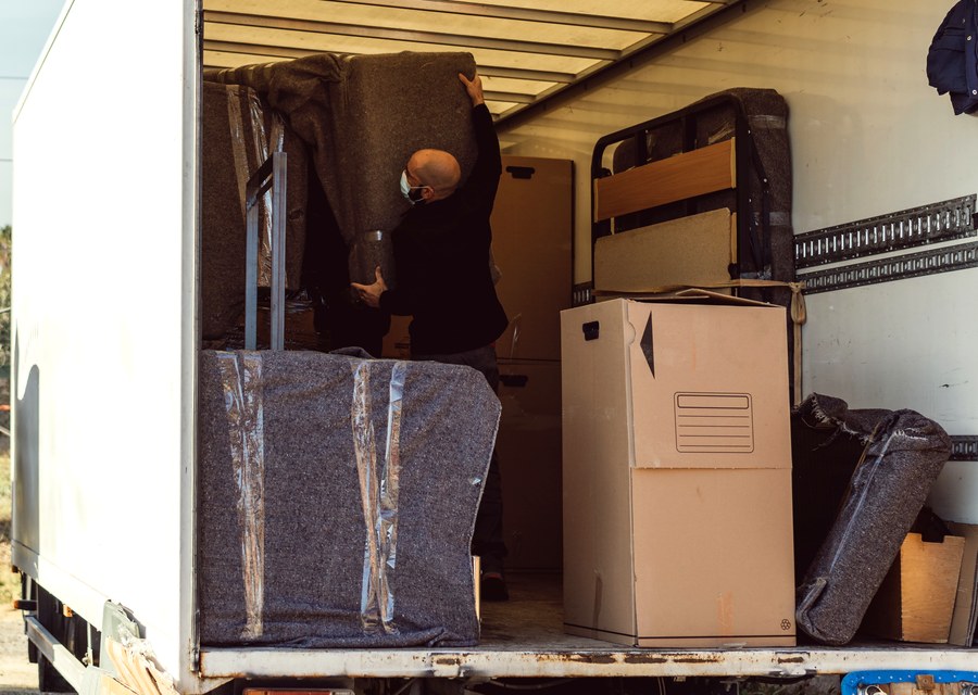 Packed moving truck ready for cross-country transport