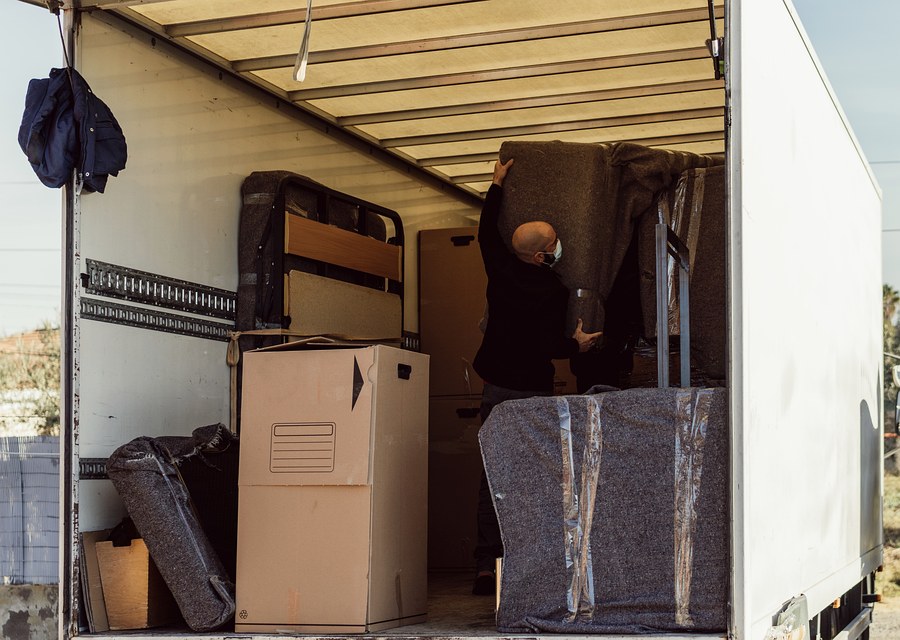 Packed moving truck ready for cross-country transport