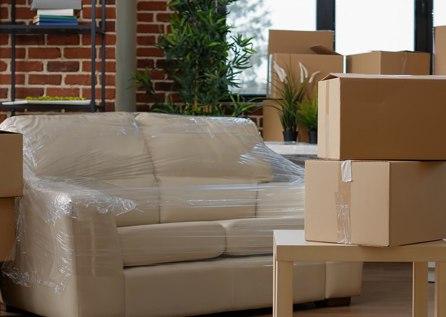 Packed moving truck ready for cross-country transport