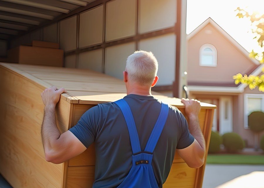 Packed moving truck ready for cross-country transport
