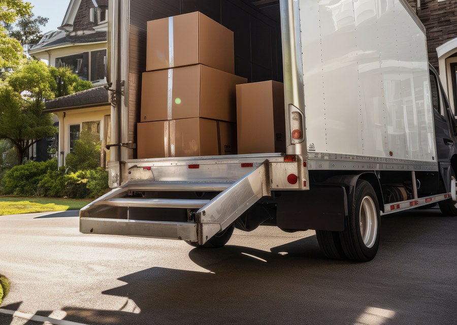 Packed moving truck ready for cross-country transport