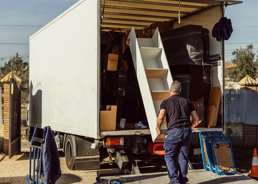 Packed moving truck ready for cross-country transport