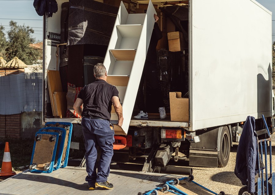 Packed moving truck ready for cross-country transport