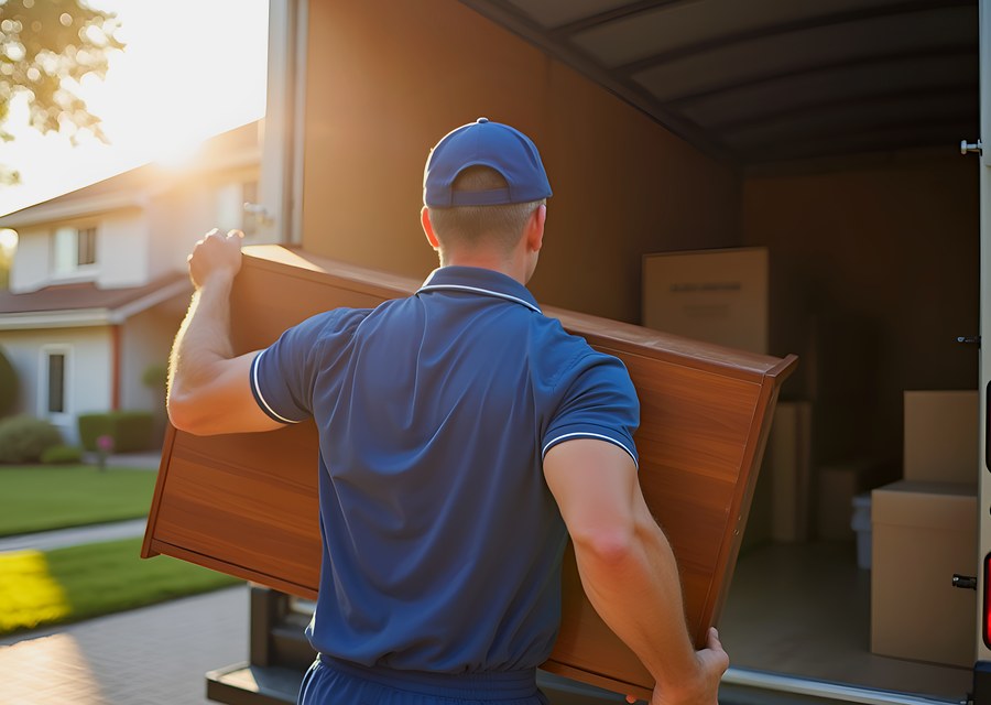Packed moving truck ready for cross-country transport