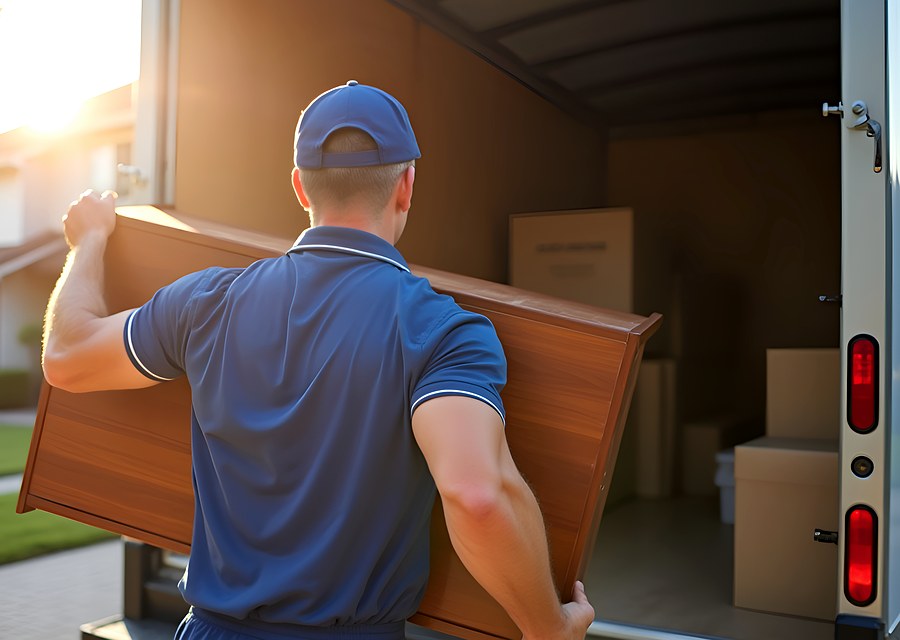 Packed moving truck ready for cross-country transport