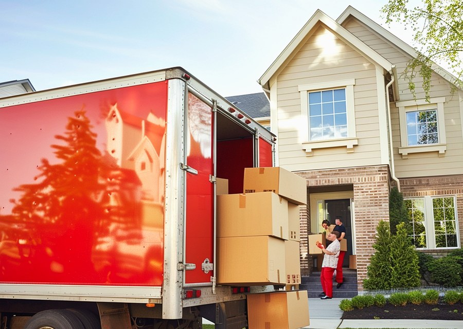 Packed moving truck ready for cross-country transport