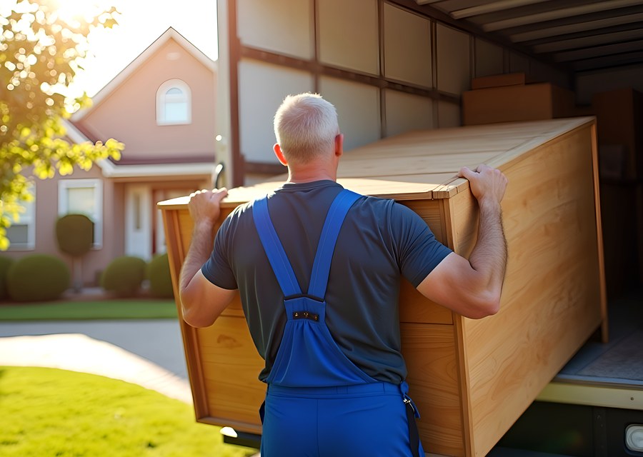 Packed moving truck ready for cross-country transport