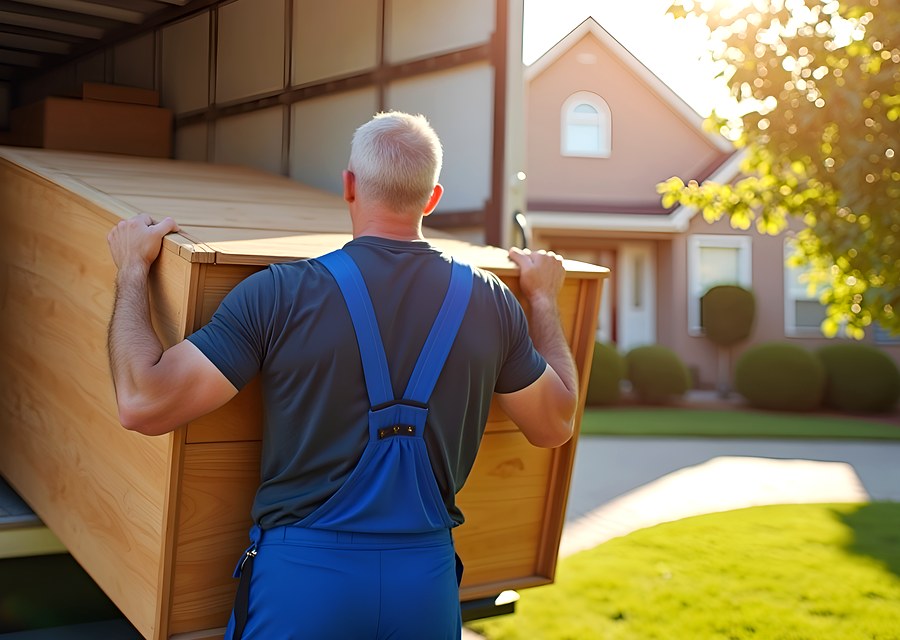 Packed moving truck ready for cross-country transport