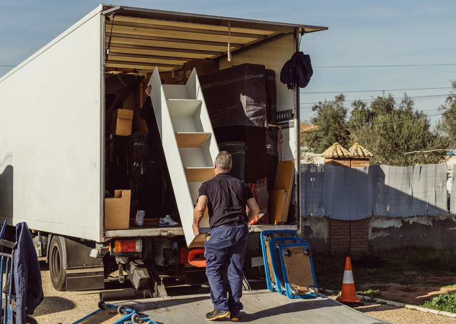 Packed moving truck ready for cross-country transport