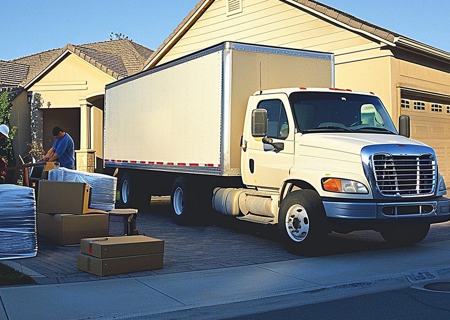 Packed moving truck ready for cross-country transport