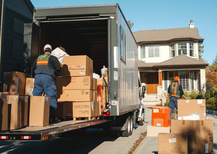 Packed moving truck ready for cross-country transport