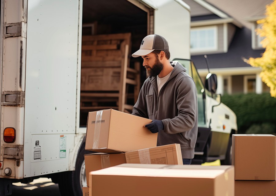 Packed moving truck ready for cross-country transport