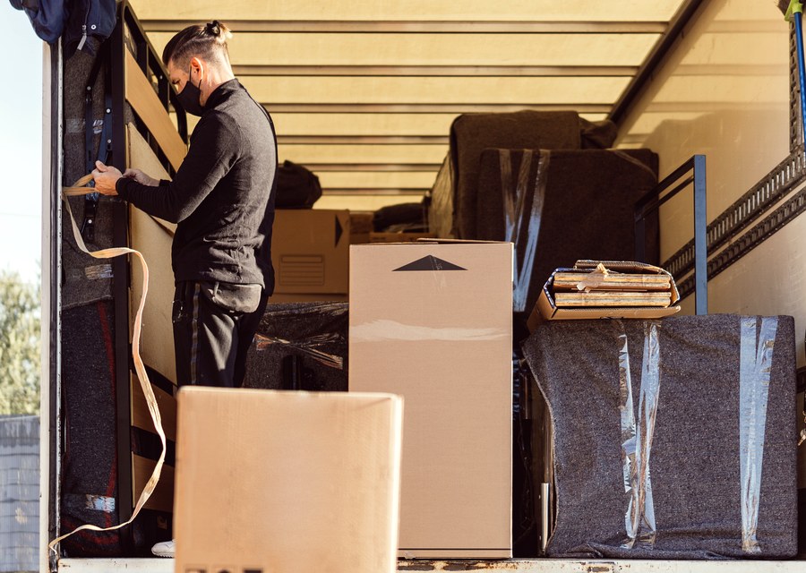 Packed moving truck ready for cross-country transport