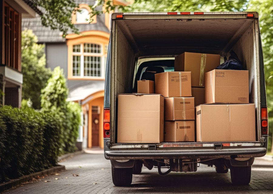 Packed moving truck ready for cross-country transport