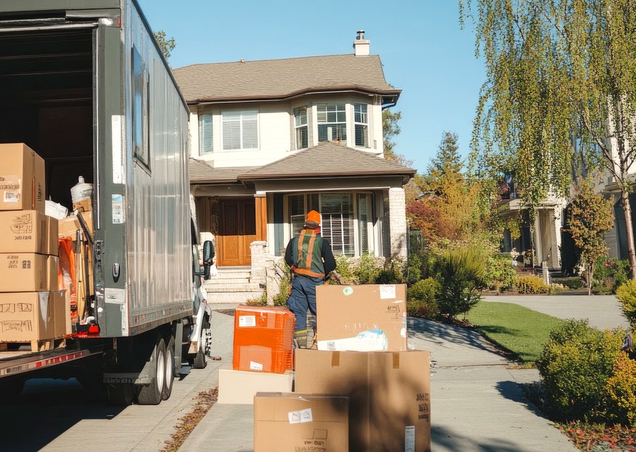 Packed moving truck ready for cross-country transport