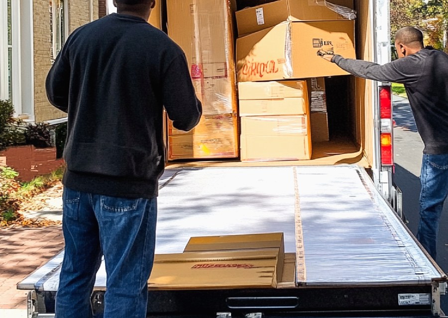 Packed moving truck ready for cross-country transport
