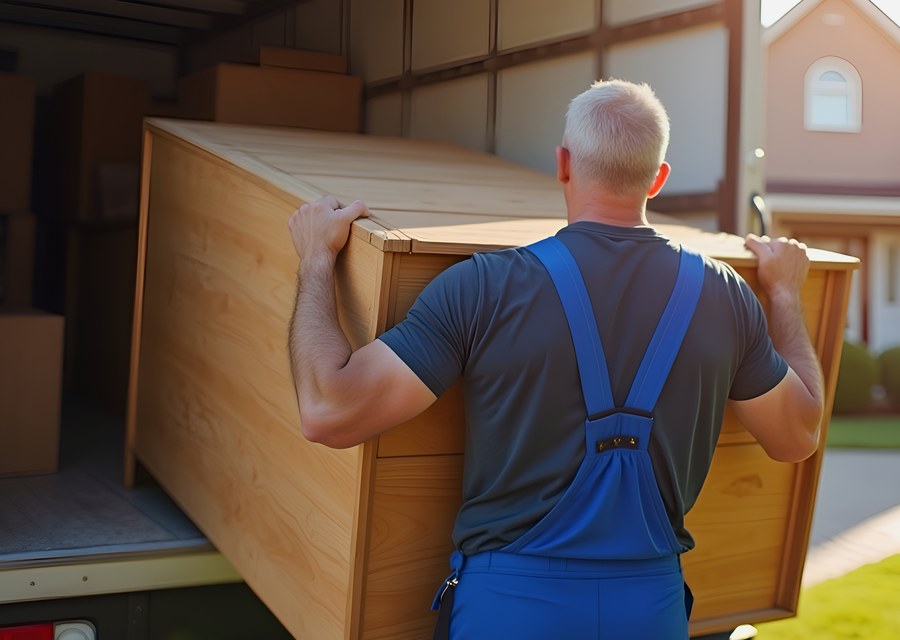 Packed moving truck ready for cross-country transport
