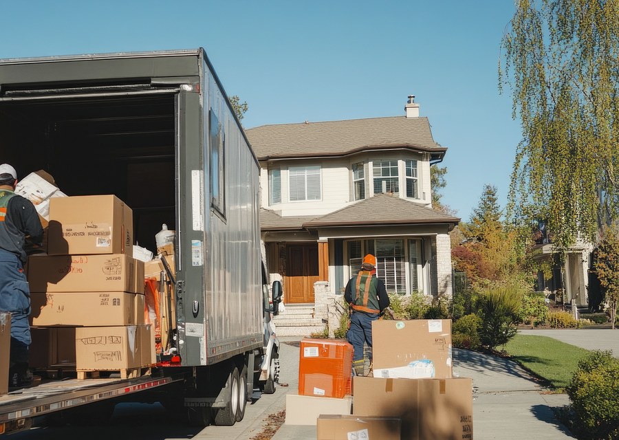 Packed moving truck ready for cross-country transport