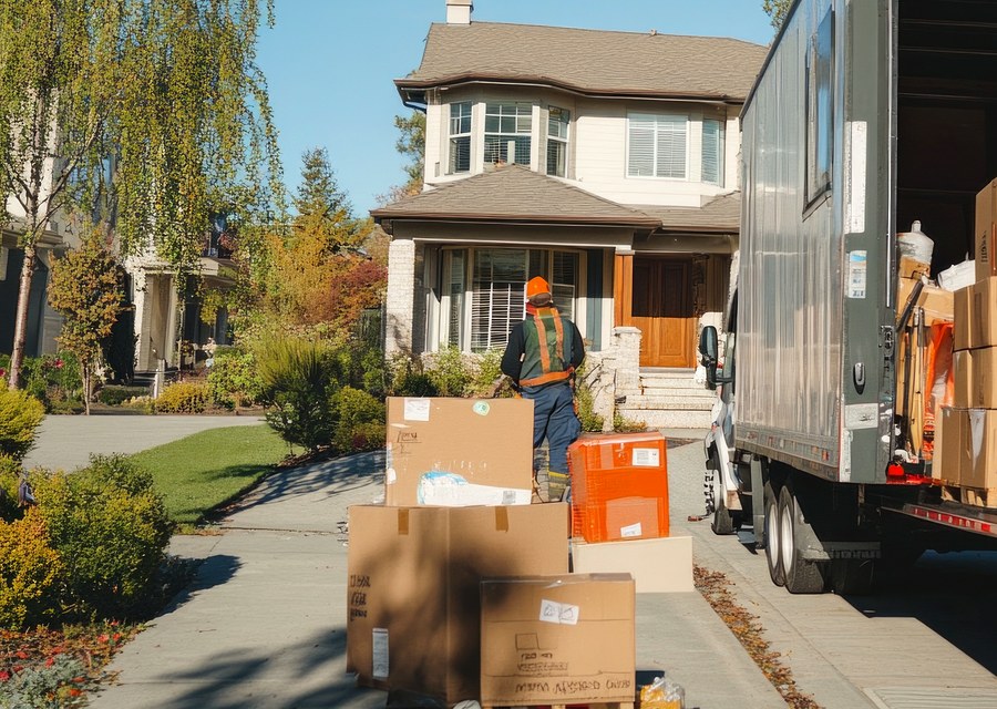 Packed moving truck ready for cross-country transport