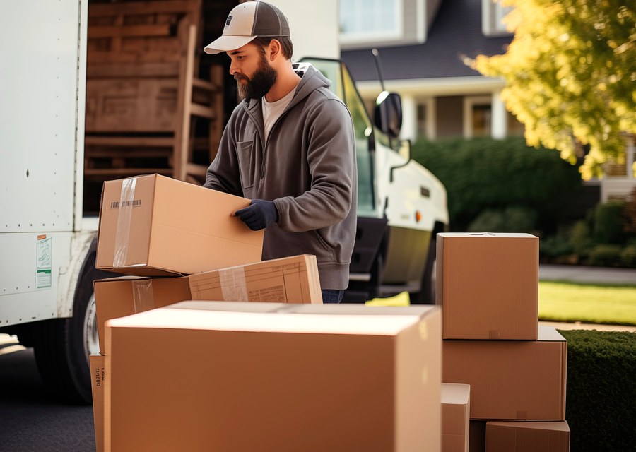 Packed moving truck ready for cross-country transport