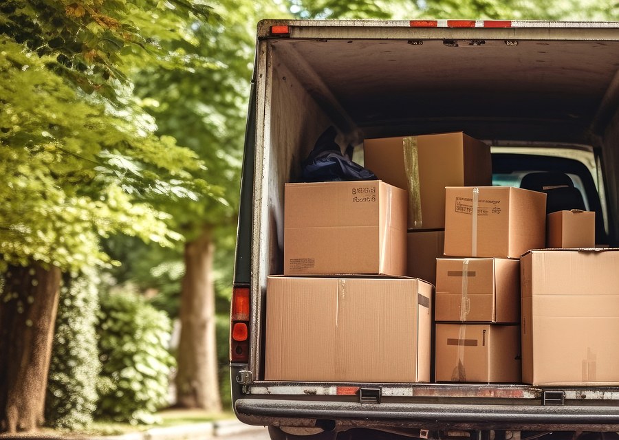 Packed moving truck ready for cross-country transport