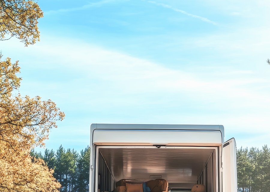 Packed moving truck ready for cross-country transport