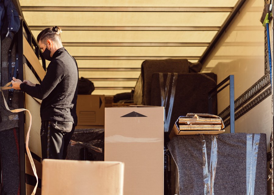 Packed moving truck ready for cross-country transport