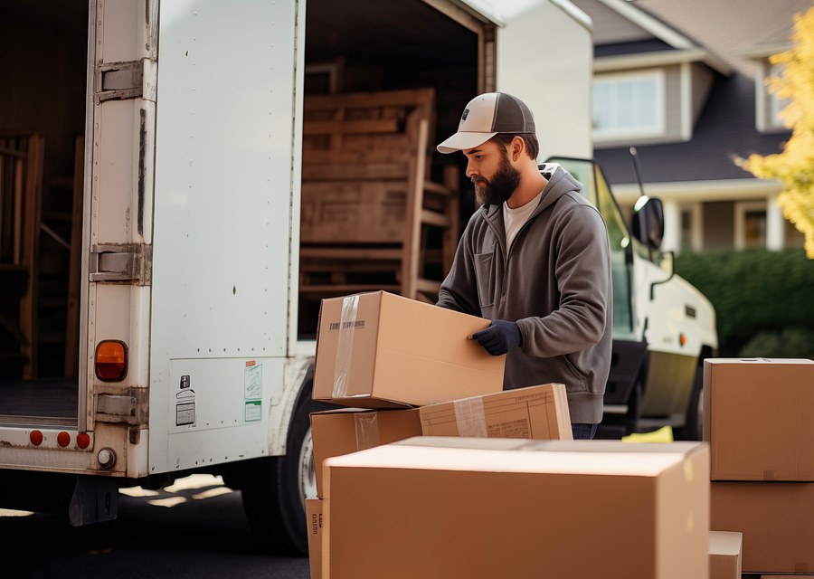 Packed moving truck ready for cross-country transport