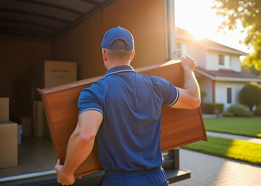 Packed moving truck ready for cross-country transport