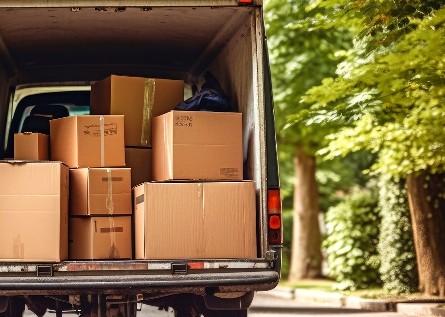 Packed moving truck ready for cross-country transport