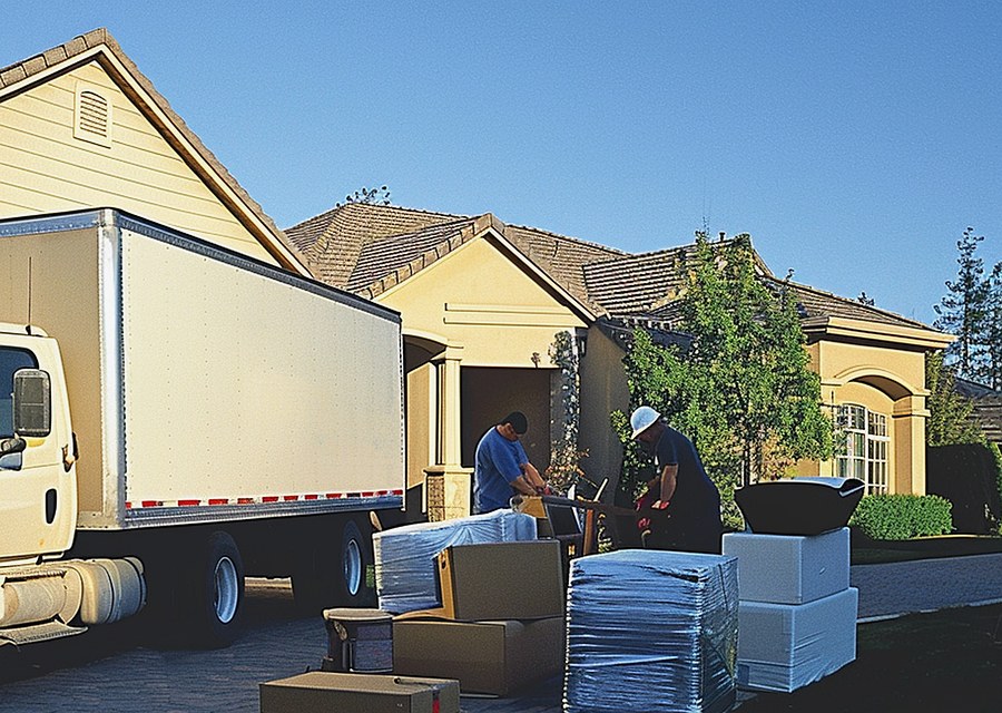 Packed moving truck ready for cross-country transport