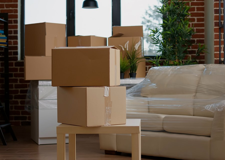 Packed moving truck ready for cross-country transport