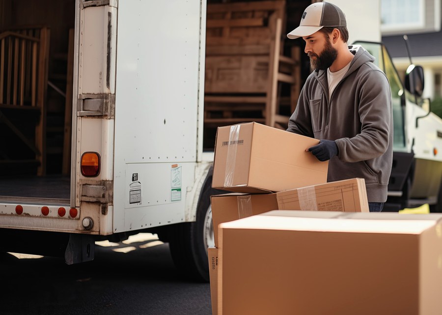 Packed moving truck ready for cross-country transport