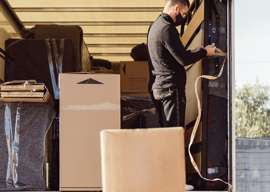 Packed moving truck ready for cross-country transport