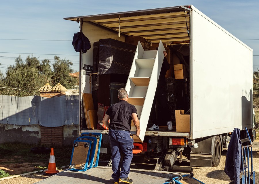 Packed moving truck ready for cross-country transport