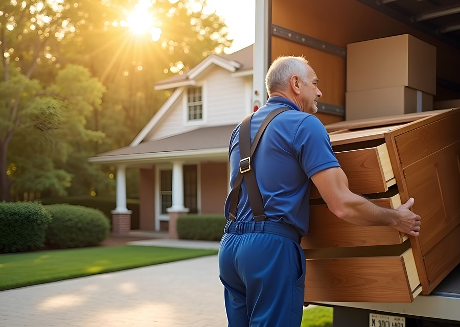 Packed moving truck ready for cross-country transport