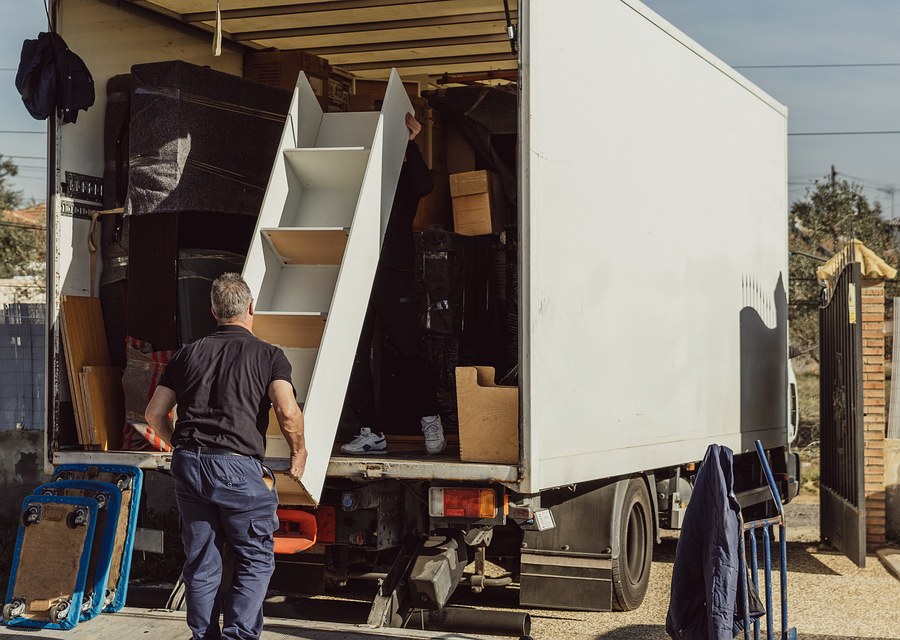 Packed moving truck ready for cross-country transport