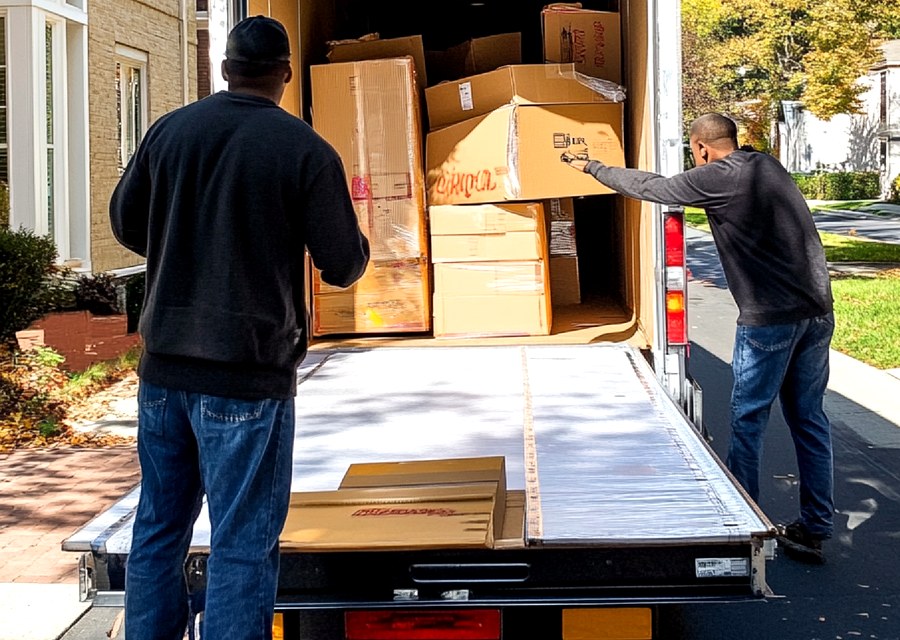 Packed moving truck ready for cross-country transport