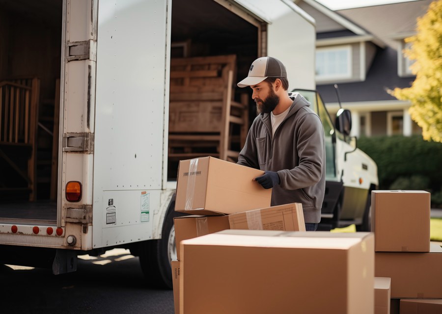 Packed moving truck ready for cross-country transport