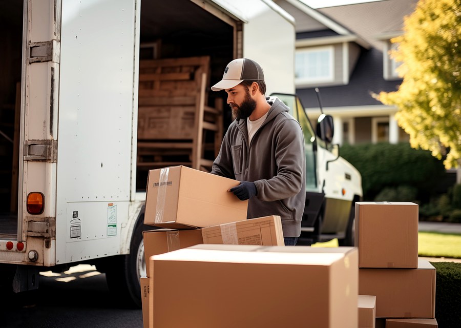 Packed moving truck ready for cross-country transport