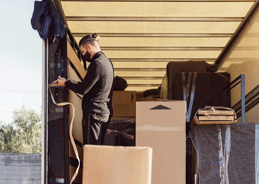 Packed moving truck ready for cross-country transport