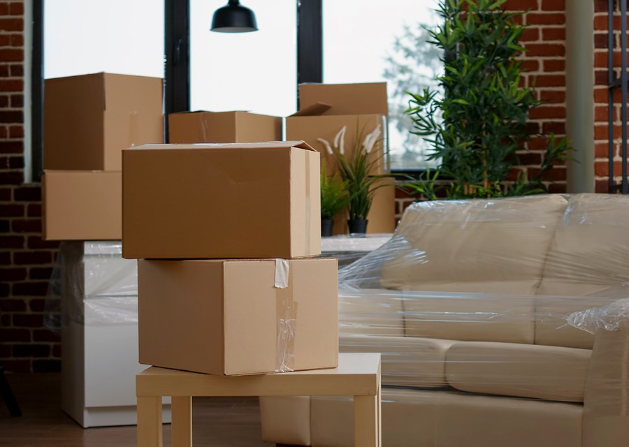 Packed moving truck ready for cross-country transport