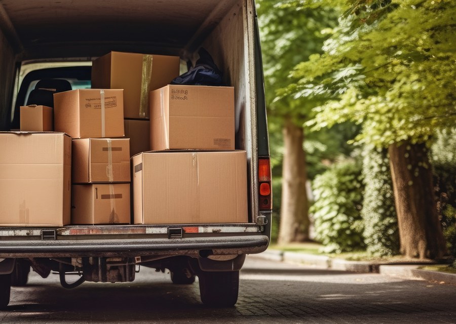 Packed moving truck ready for cross-country transport