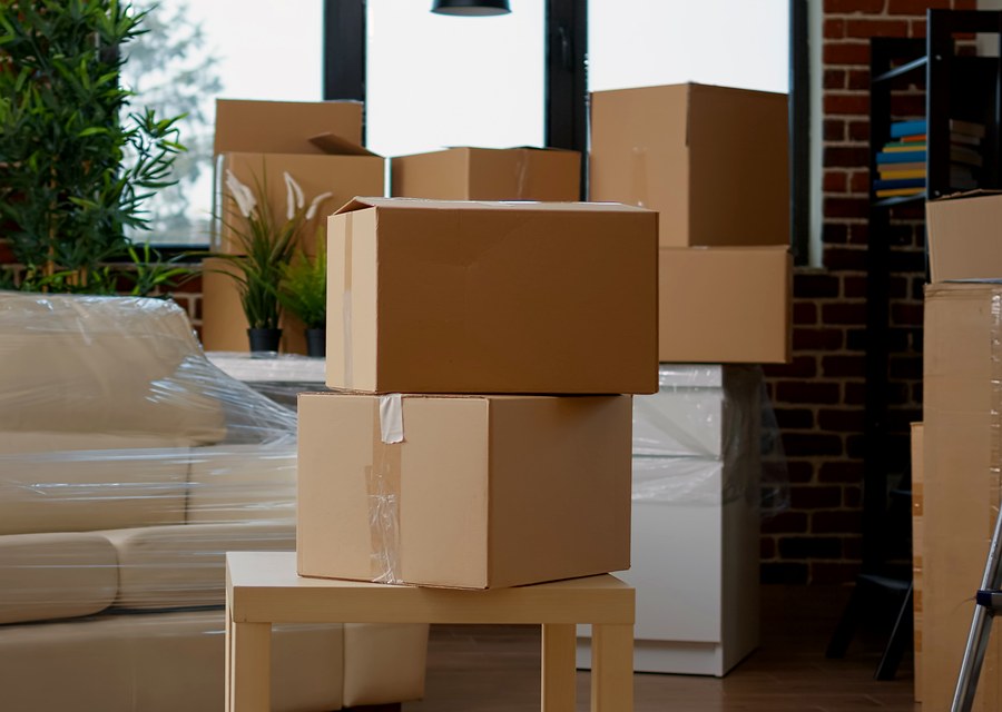 Packed moving truck ready for cross-country transport