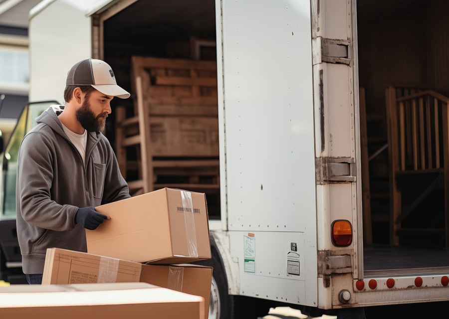 Packed moving truck ready for cross-country transport