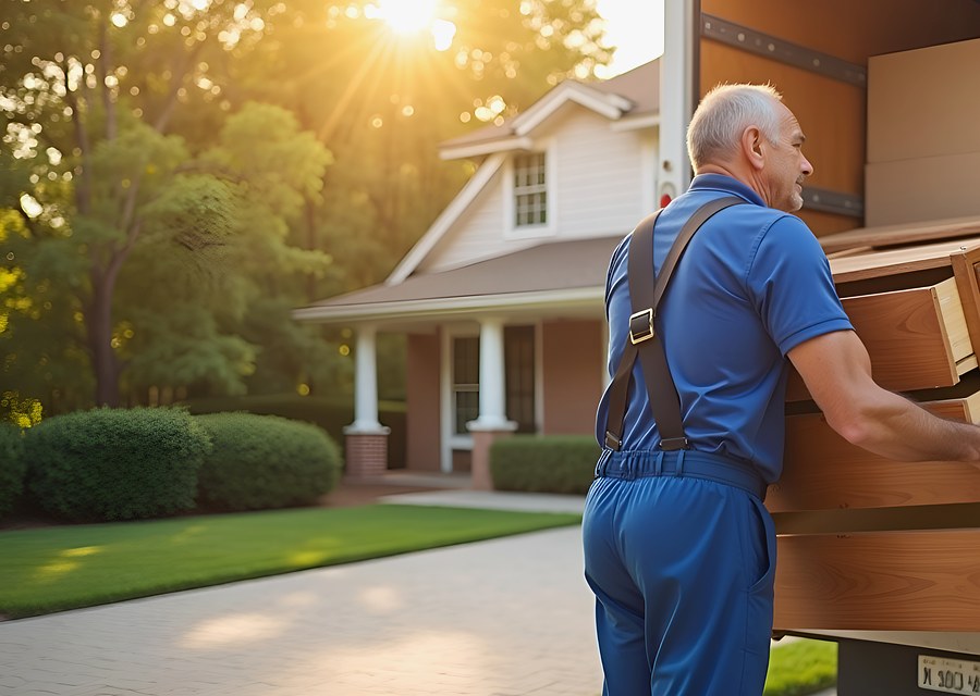 Packed moving truck ready for cross-country transport