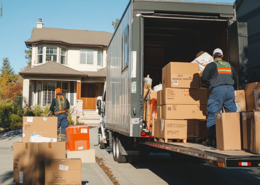 Packed moving truck ready for cross-country transport